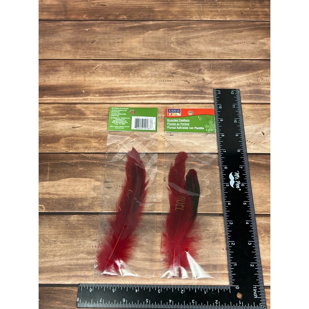 ArtMinds RED NOEL Stenciled Feathers 2 PACKS 279691 HOLIDAY